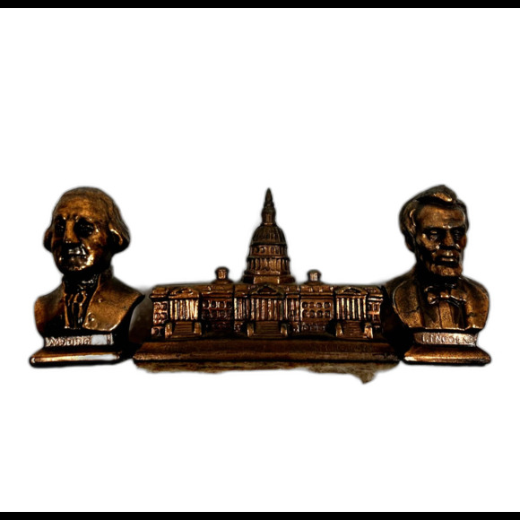 VTG 1940s Washington DC Souvenirs US Capitol Founding Fathers Metal Bronze Color - Picture 2 of 9